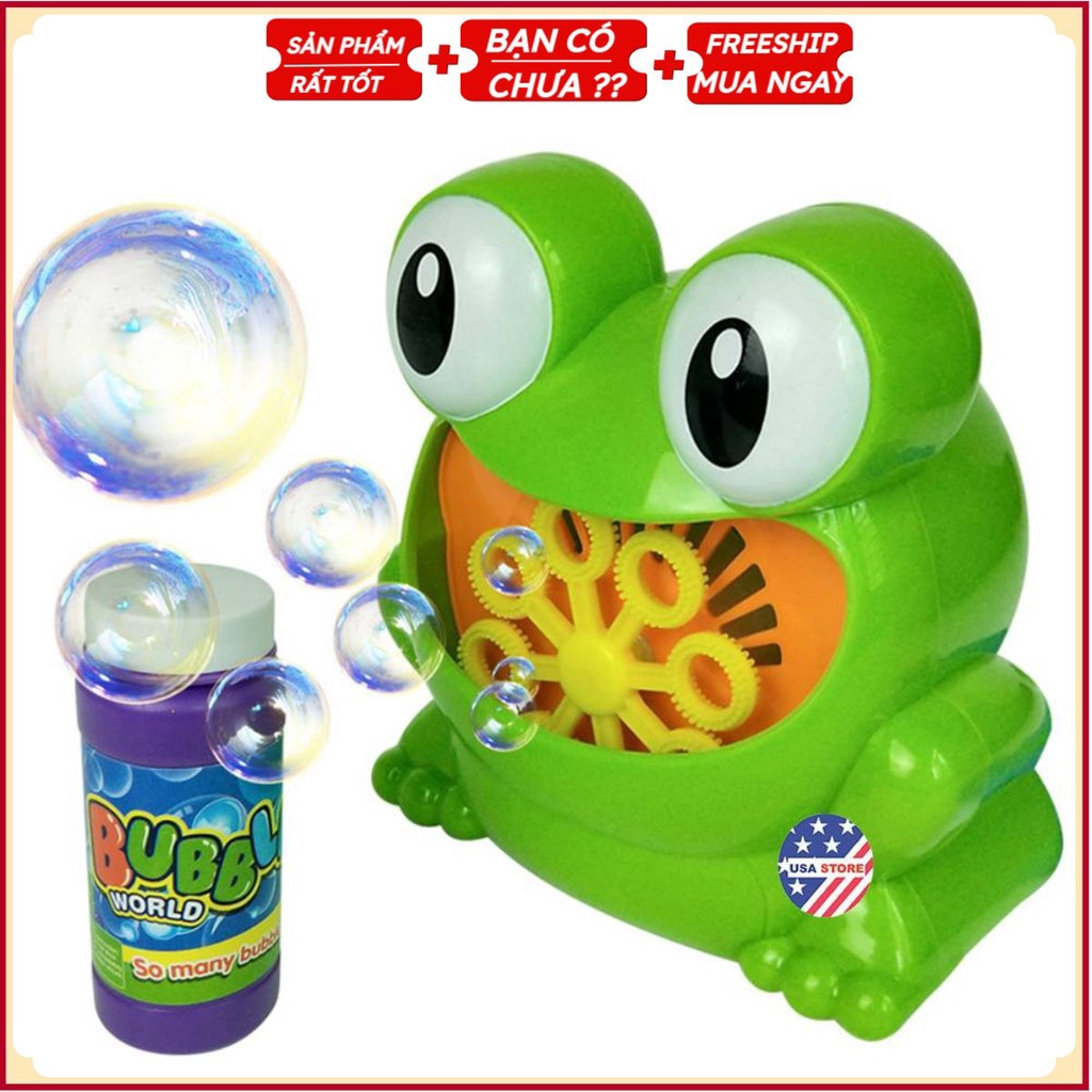 Ếch Thổi Bong Bóng Tự Động (Tặng 1 Hộp Nước Xà Phòng)