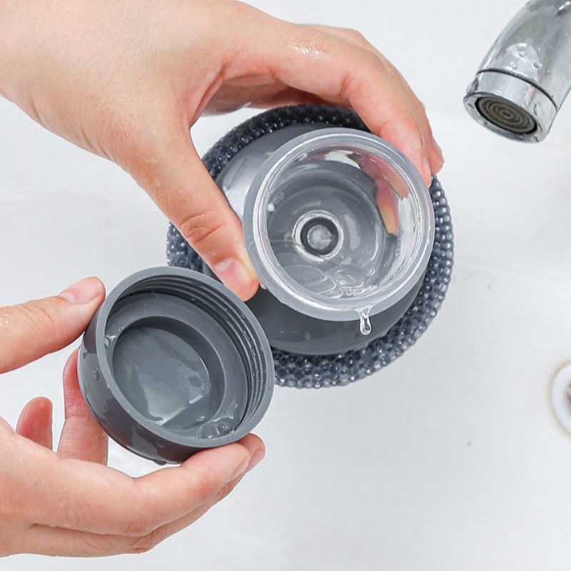 Dụng cụ cọ rửa đa năng, cọ xoong nồi, cọ bếp, cọ rửa bát đĩa có bình chứa tiện lợi