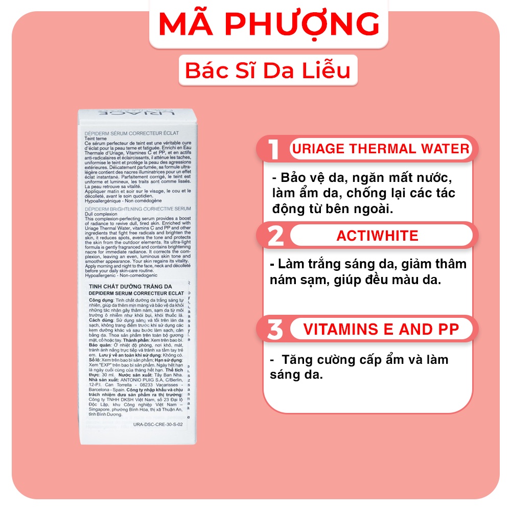 Tinh chất dưỡng trắng da URIAGE Depiderm Serum Correcteur Eclat ( 30ml )