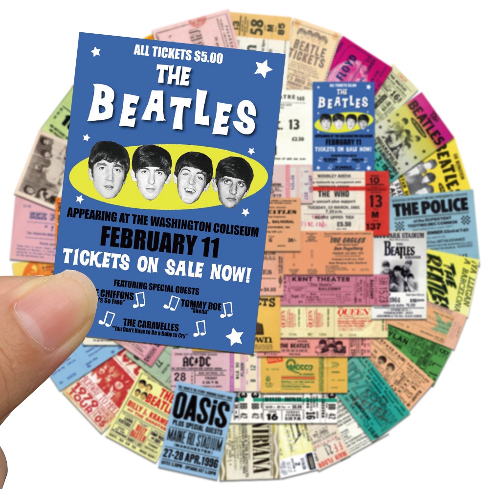 Set 50 Nhãn Dán Trang Trí Sổ Tay/Sổ Tay Hình Vé Máy Bay Vintage 90s