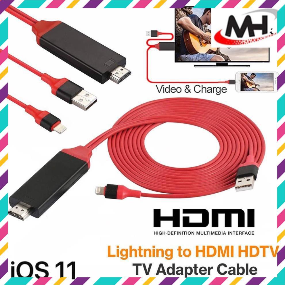 Cáp MHL Lightning to HDMI cho iPhone, iPad-Sản xuất theo công nghệ mới 2020 TĂNG ĐỘ NÉT-ĐỘ ỔN ĐỊNH tín hiệu 100%