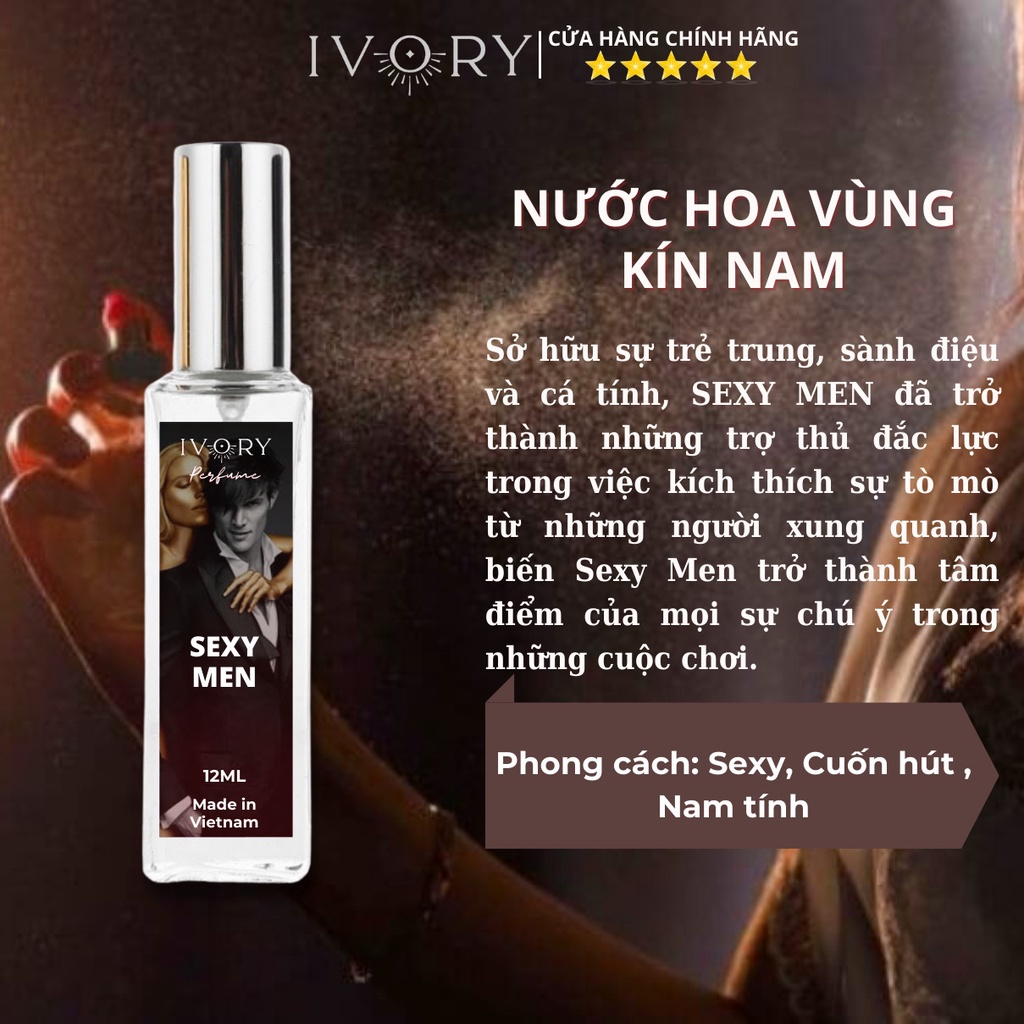 Nước Hoa Vùng Kín Nam IVORY Chai xịt 20ml Thơm Lâu Kích Thích Lôi Cuốn Mãnh Liệt Chính Hãng