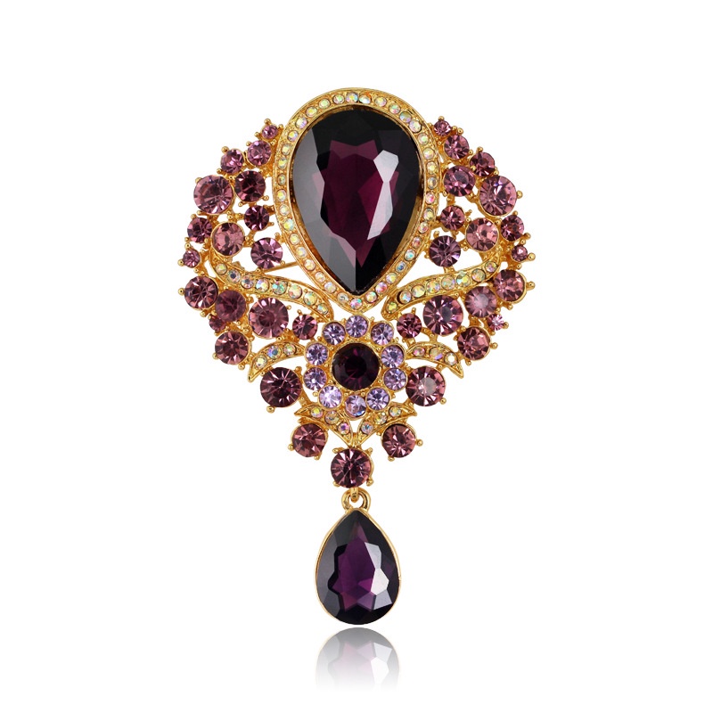 Ghim Cài Áo Hình Giọt Nước Bằng Hợp Kim Đính Đá Nhiều Màu Sắc Dễ Thương Cho Cô Dâu