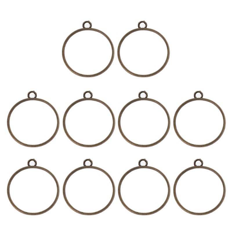 Set 10 Mặt Dây Chuyền Tròn Bằng Đồng Màu Vàng / Bạc DIY
