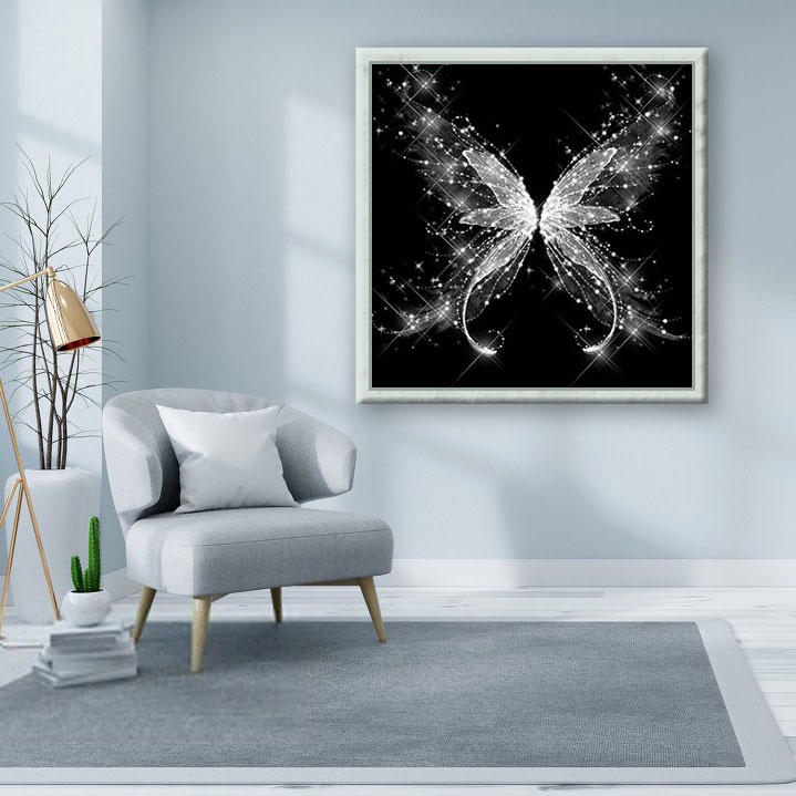 Bộ Tranh Đính Đá 5D Tự Làm 30X30Cm Hình Bướm Trang Trí Nhà Cửa