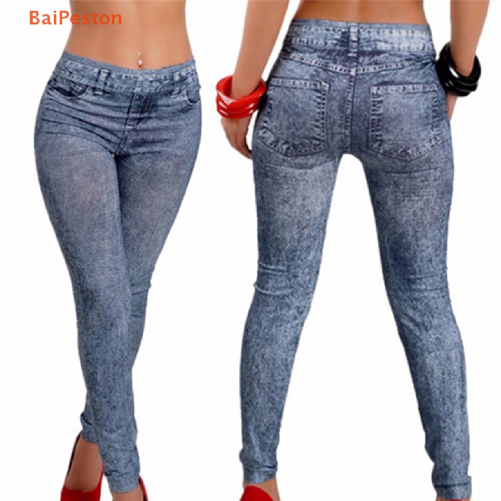 [BaiPeston] Quần Legging Giả Jean Co Giãn Thời Trang Quyến Rũ Dành Cho Nữ