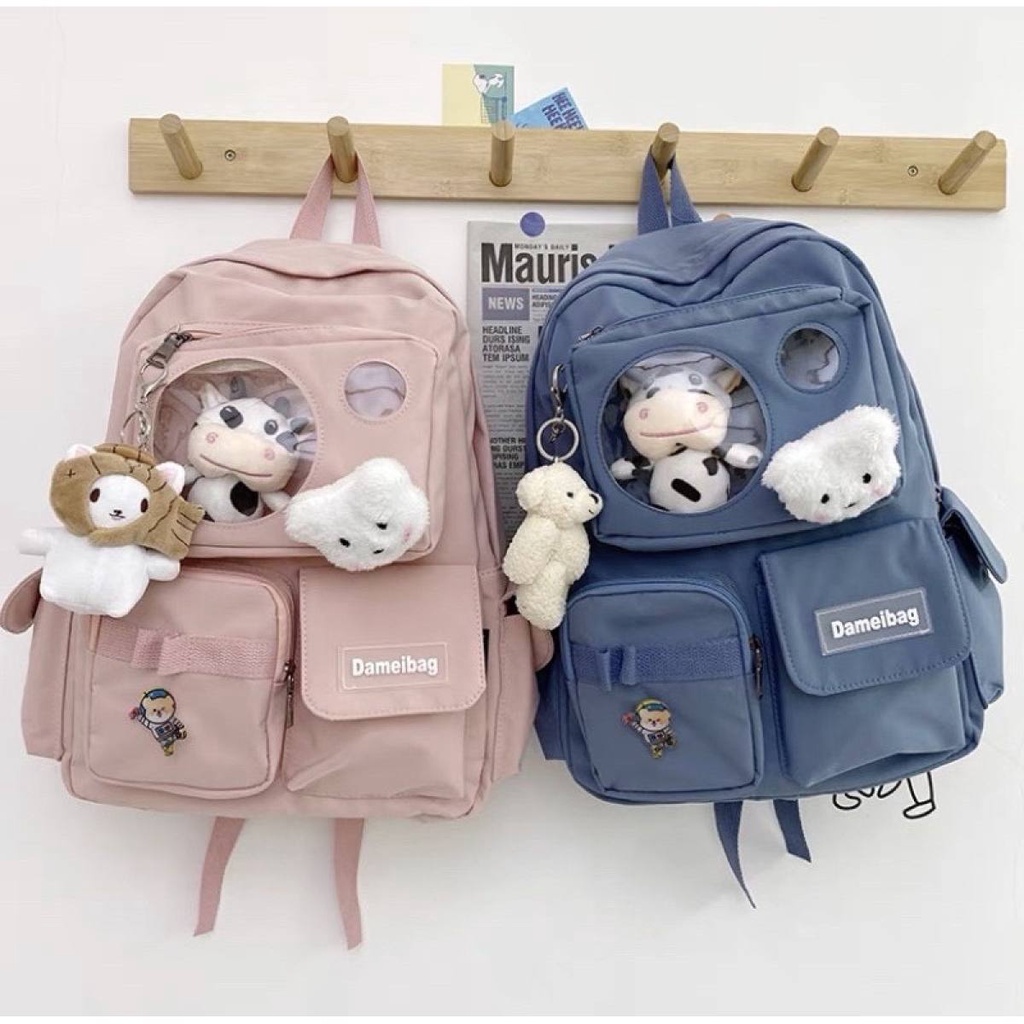 Balo học sinh nữ Ulzzang vải canvas đi học phong cách thời trang hàn quốc