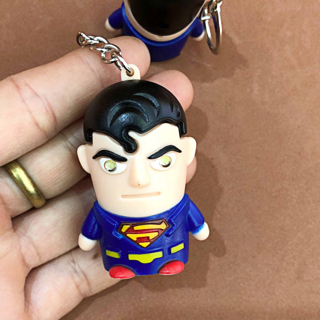 Móc khóa Superman đèn Led phát sáng có âm thanh độc đáo-Móc khóa siêu nhân xanh đèn Led ngộ nghĩnh