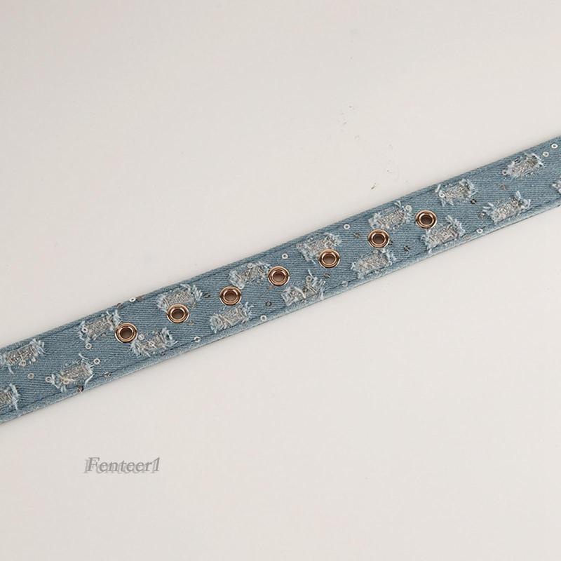 (Fenteer1) Thắt Lưng Denim Phong Cách Retro