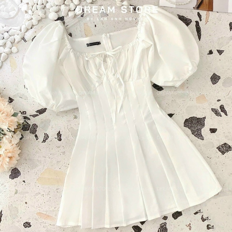 (SHOP BIGSIZE nữ 50kg đến 90kg ) ĐẦM XẾP LY TRỄ VAI TAY PHỒNG