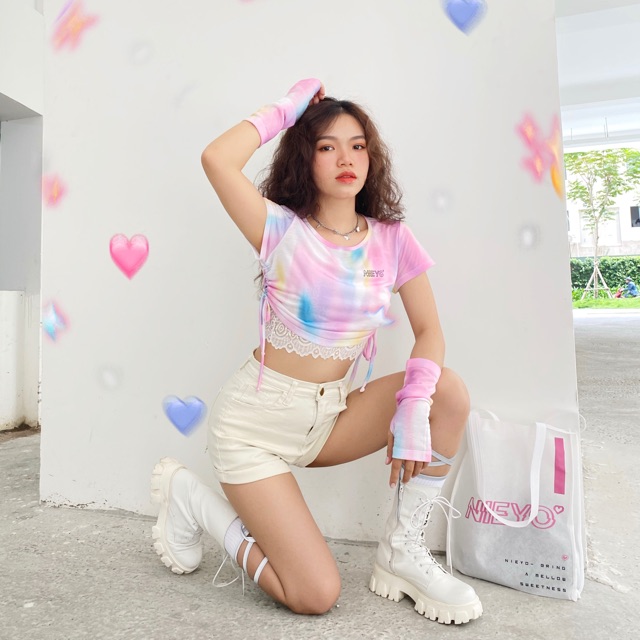 Áo Crop Tiedye + Glove ( Logo In Phản Quang ) NIEYO