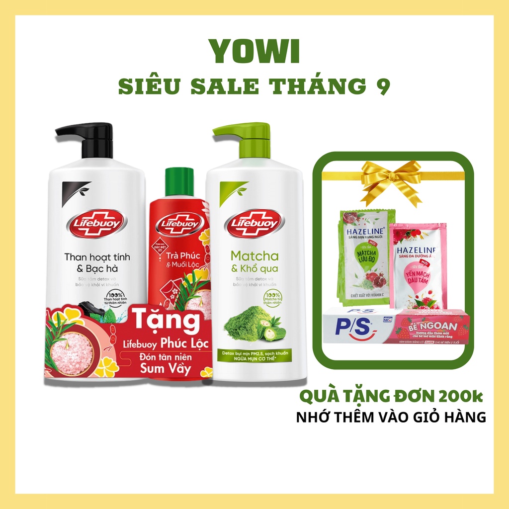 Sữa Tắm Lifeboy Than Hoạt Tính Bạc Hà/ Detox Chiết Xuất Trà Xanh Khổ Qua Sạch Sâu Dưỡng Ẩm 800gr