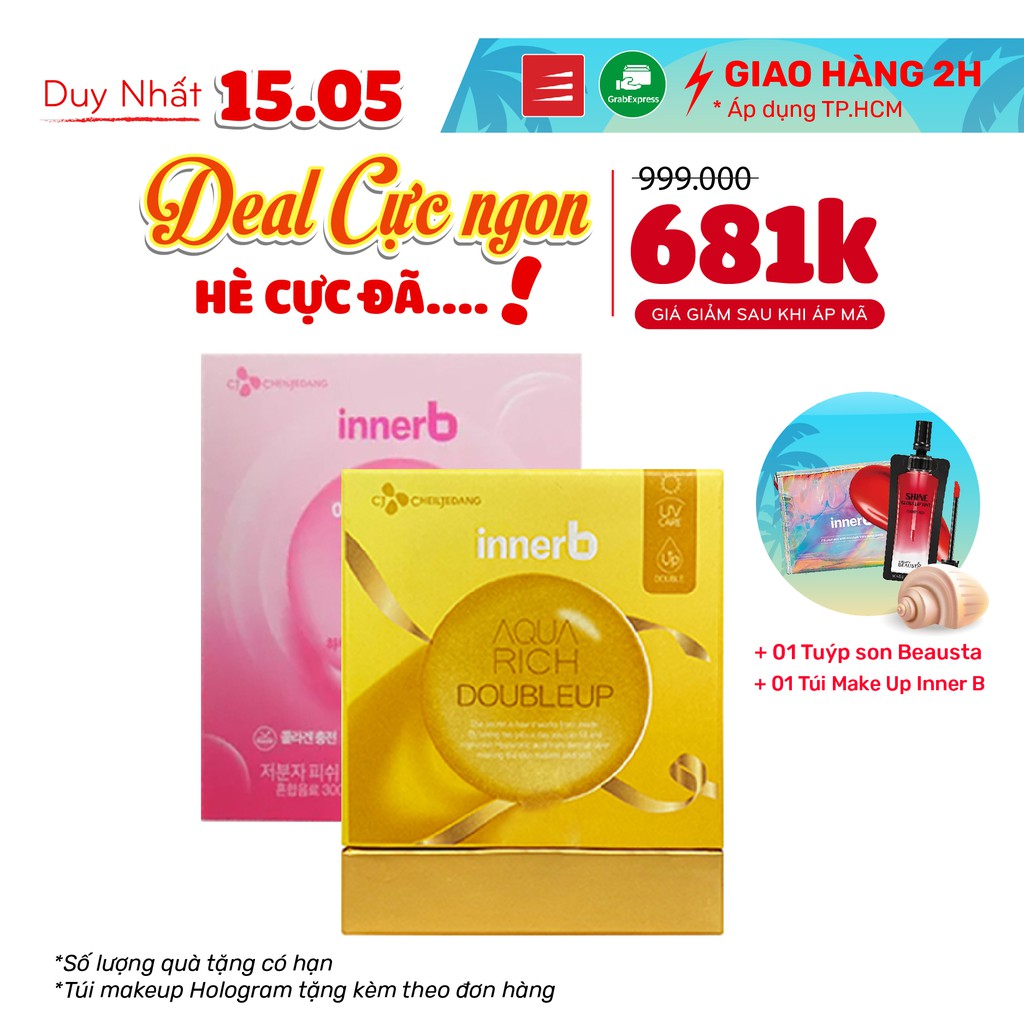 [Mã FMCG100K - 10% đơn 500K] Combo 2 Thực Phẩm Bảo Vệ Sức Khỏe & Nước Uống Collagen Vitamin C Sáng Da InnerB