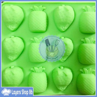 Khuôn silicon hình trái dứa và dâu tây làm kẹo chipchip