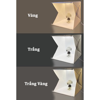 Hộp Chụp Sản Phẩm 40*40cm đặc biệt 3 màu biến đổi ánh sáng và 1 màu ánh sáng, 2 đèn 6 phông nền