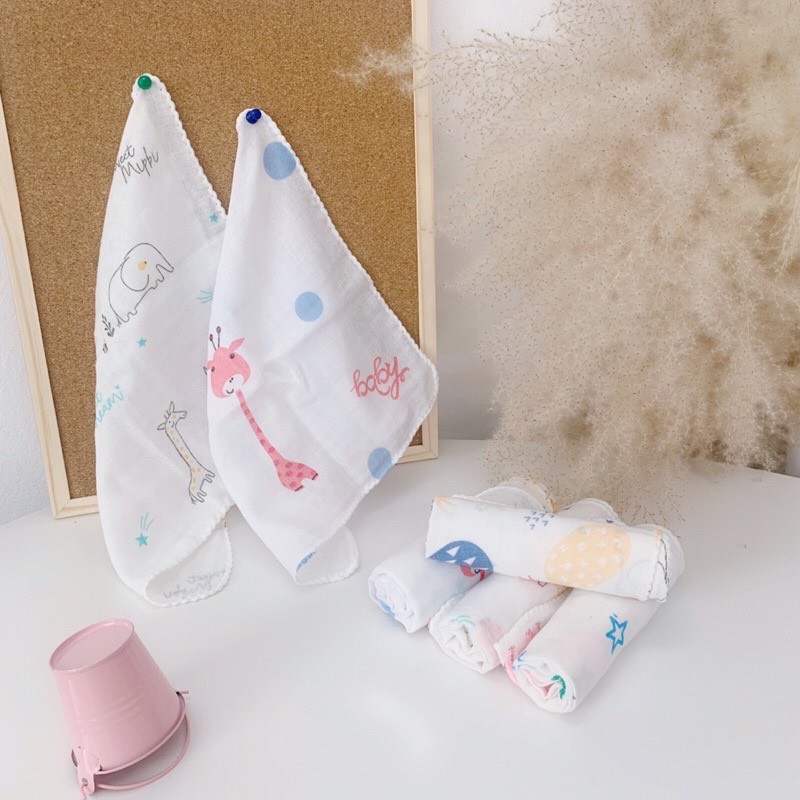 Khăn Sữa Xô Cho Bé 2 4 lớp SET 10 cái Siêu Thấm Hàng Xuất Nhật Cotton Dày Dặn Mềm Mịn Babibu - KSX10