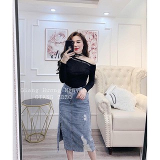áo pull giấy lệch vai
