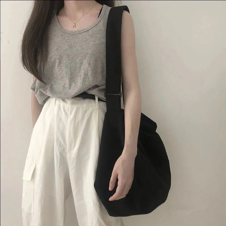 Túi Đeo Chéo Canvas Sức Chứa Lớn Thời Trang Mùa Hè Dễ Phối Đồ Cho Nữ