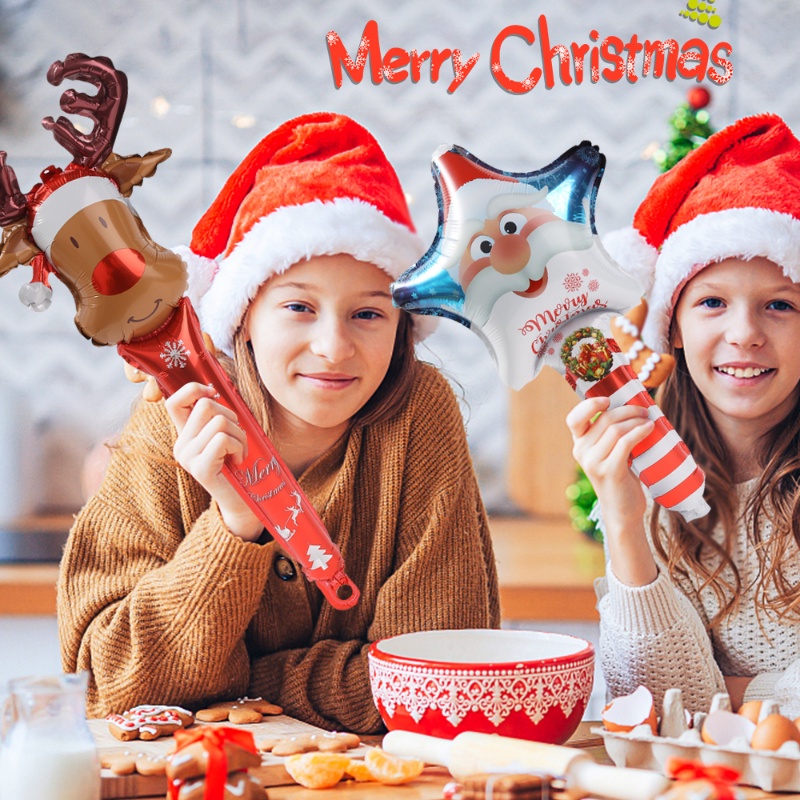 Bong Bóng Lá Nhôm 24 Inch In Hình Gingerbread Man Người Tuyết Tuần Lộc Vui Nhộn Trang Trí Tiệc Giáng Sinh