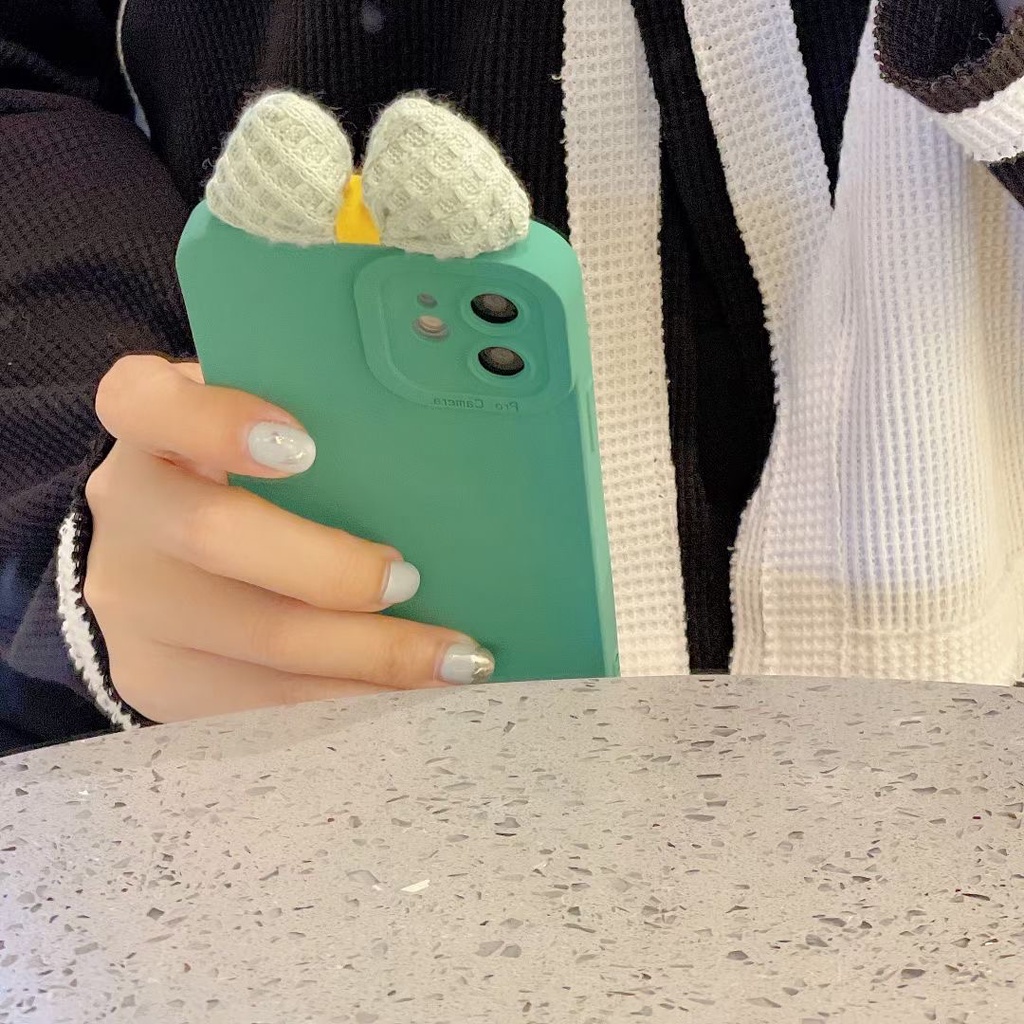 Ốp Điện Thoại Mềm Đính Nơ Màu Xanh Lá Cho Iphone 14promax 13 proamx 12 pro max 11 pro max xs max 13 romax xr x 7 8plus