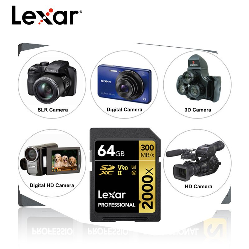 Thẻ Nhớ Lexar 2000x 128GB 64GB 32GB Sd Sdxc Uhs-ii U3 Tốc Độ Cao Cho Máy Ảnh 3d 4k Kỹ Thuật Số Slr
