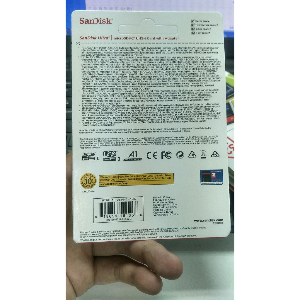 Thẻ nhớ sandisk 128GB/64GB/32GB/16GB/8GB dùng cho điện thoại, máy ảnh, gắn camera - Thẻ nhớ tốc độ cao Class 10 Ultra 66