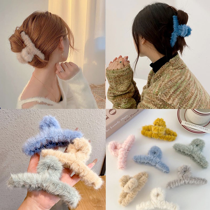 Kẹp Tóc Lông Thỏ Giả Thanh Lịch Duyên Dáng Cho Nữ