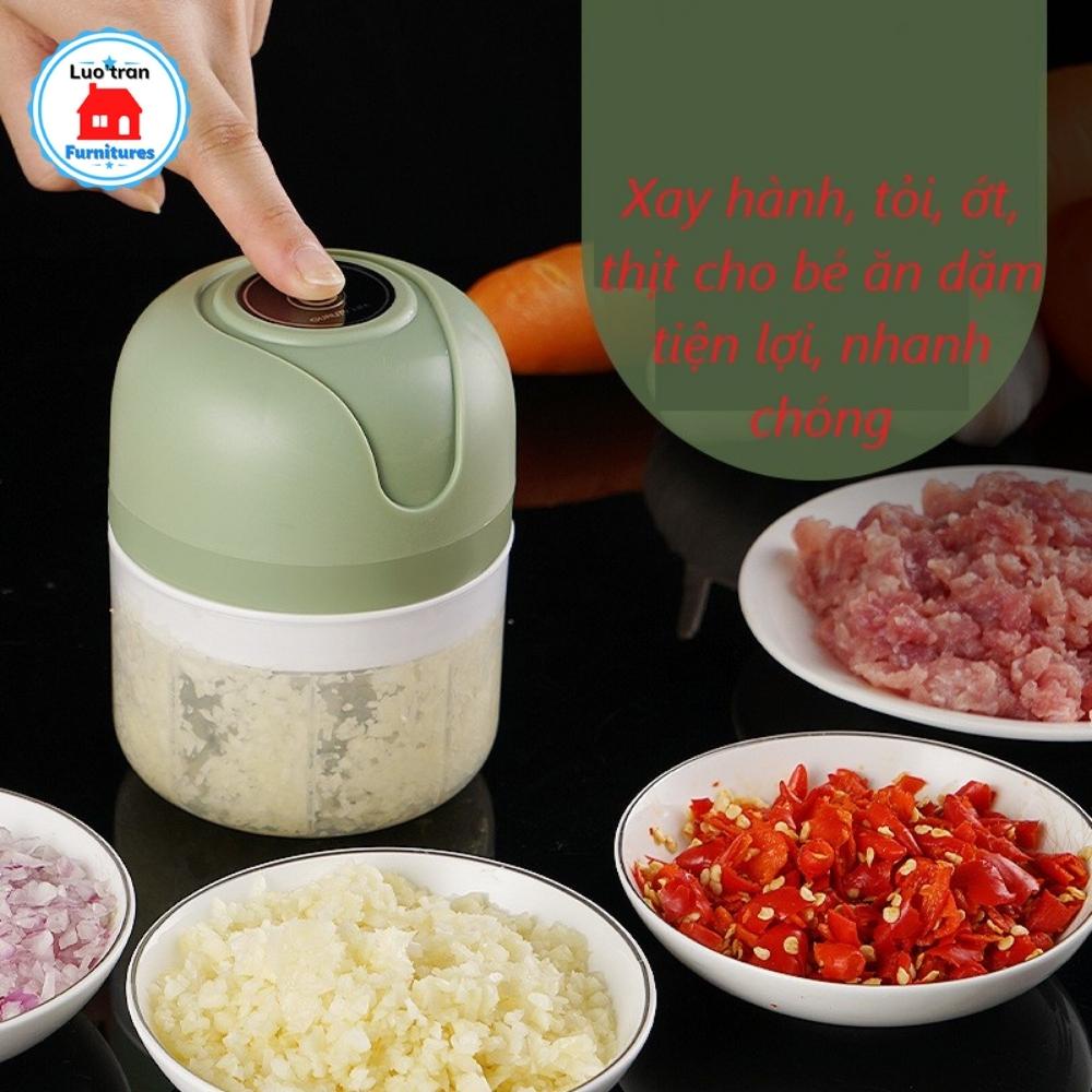 Máy Xay Hành Tỏi Ớt  Mini Đa Năng Cầm Sạc Pin Nhỏ Gọn Tiện Dụng