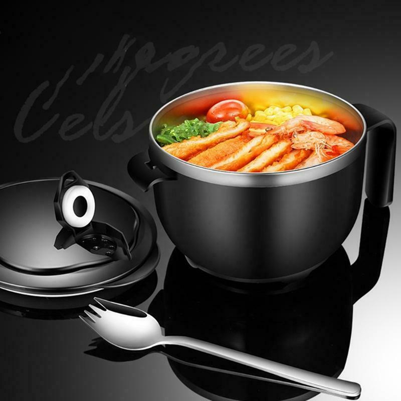 Tô nấu mì hình tròn bằng thép không gỉ sức chứa lớn có nắp và tay cầm
