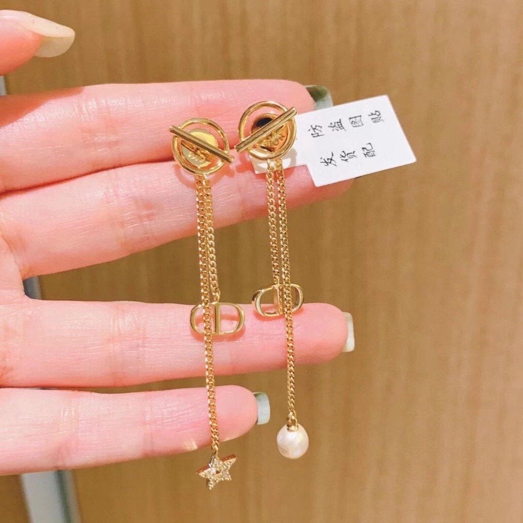 DIOR Khuyên Tai Bạc S925 Họa Tiết Chữ CD Thời Trang Dành Cho Nữ