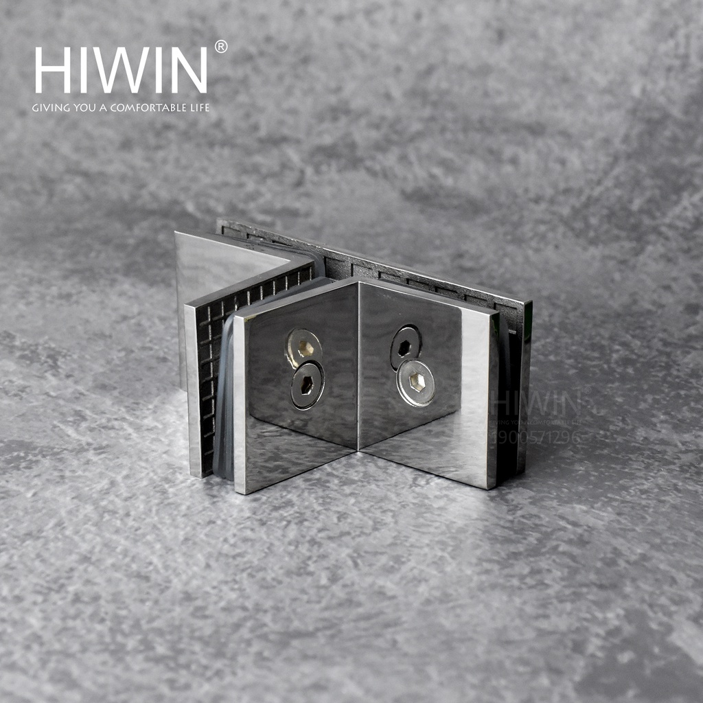 Kẹp kính chữ T phòng tắm kính đôi mặt gương inox 304 Hiwin FC-2037