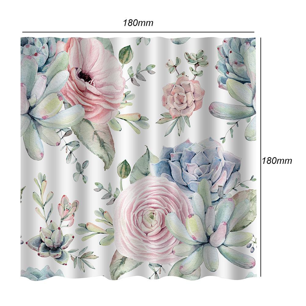 180x180cm Green Leaves Shower Curtain 3D Plant Waterproof Bathroom Decor