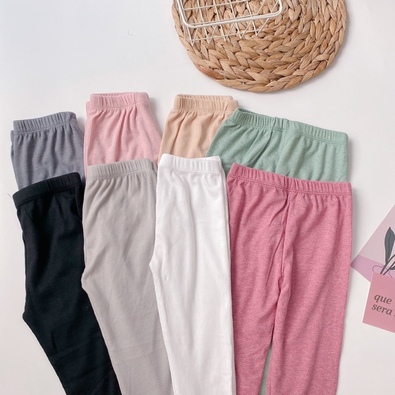 Set 4 quần legging vải tăm cho bé gái