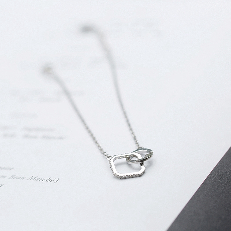 Vòng tay bạc đính đá zircon trang trí hình học phong cách Hàn Quốc cho nữ | BigBuy360 - bigbuy360.vn