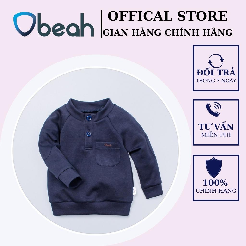 Áo bé trai cổ trụ bé trai dài tay 2 màu xanh navy và đen size 59 đến 90 cho bé từ 0 đến 24 tháng obeah_officialstore