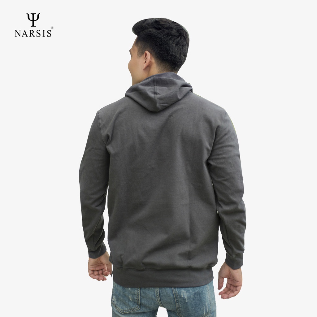 Áo hoodie Nam cao cấp NARSIS chất nỉ dày dặn màu xám thời trang trẻ trung  D4117