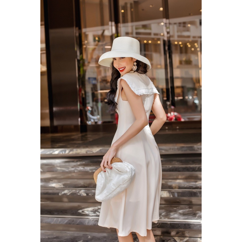 SÒ VINTAGE - JUBARI Đầm xòe xếp li cổ thủy thủ viền ren | BigBuy360 - bigbuy360.vn