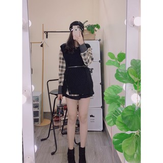 ( Ảnh thật ) Set gile len kèm đai