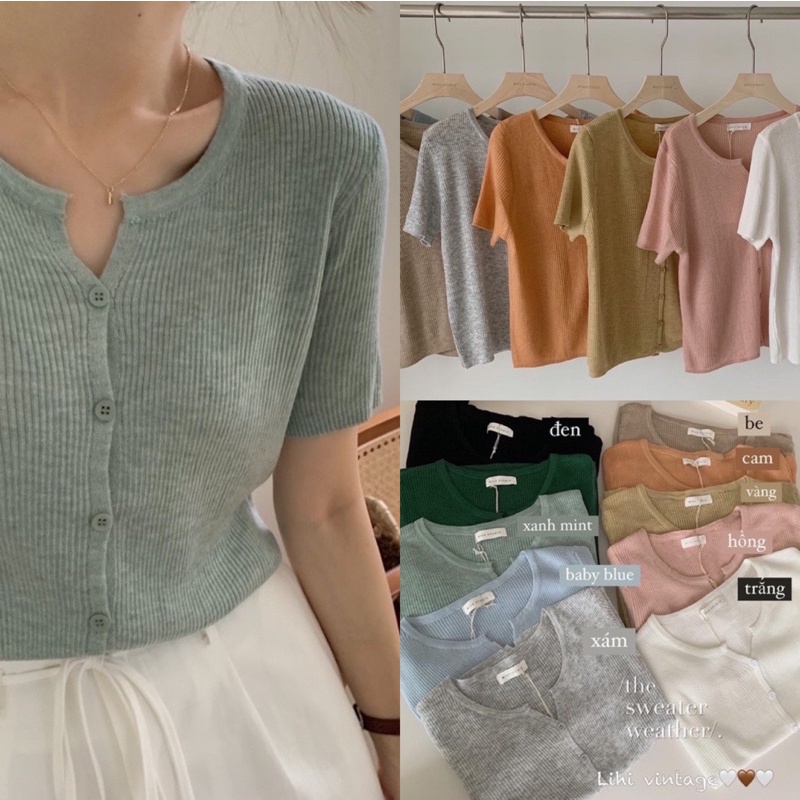 Áo len dệt mỏng nhiều màu Hàn Quốc