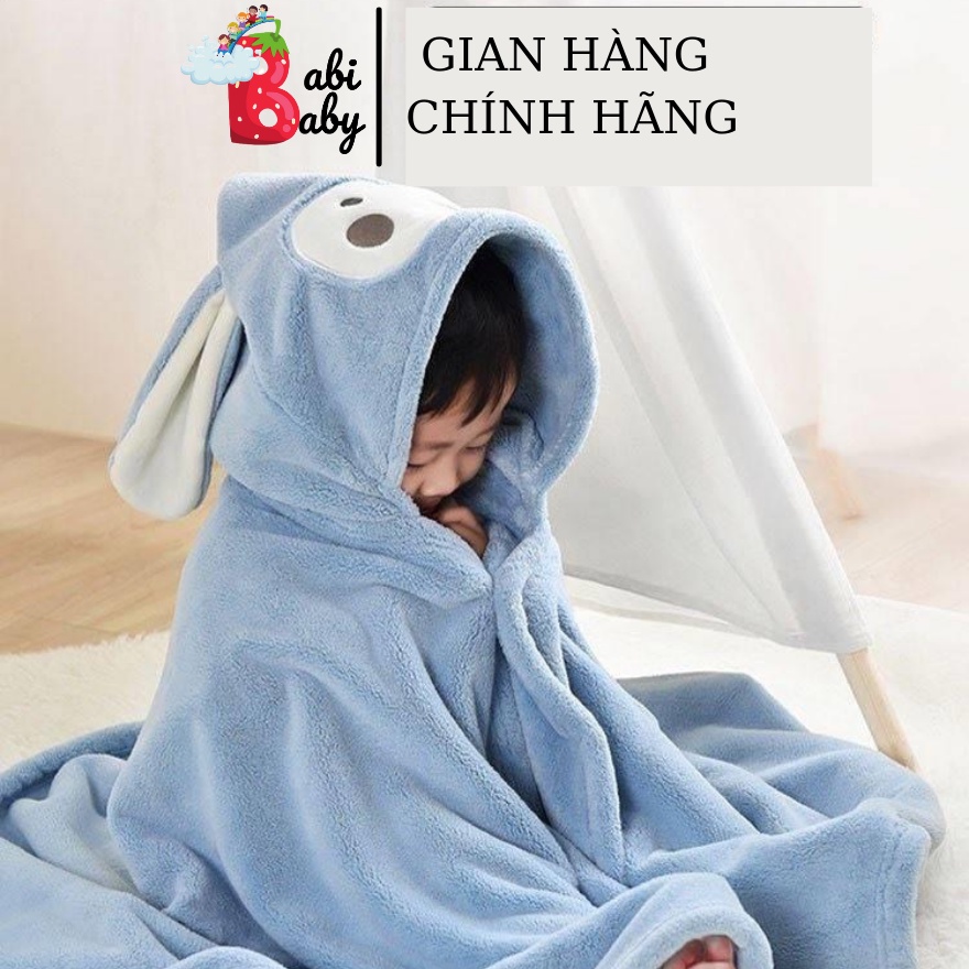 Khăn ủ tắm cho bé BABI BABY vải nỉ bông mềm mại thoáng khí thấm hút cao cấp giữ ấm cho trẻ sơ sinh mùa đông kèm mũ thú