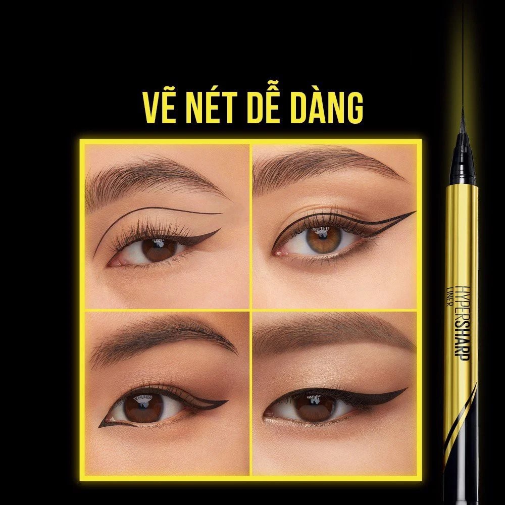 Kẻ Mắt Nước Không Trôi Maybelline Hyper Sharp Laser Eyeliner Màu Đen