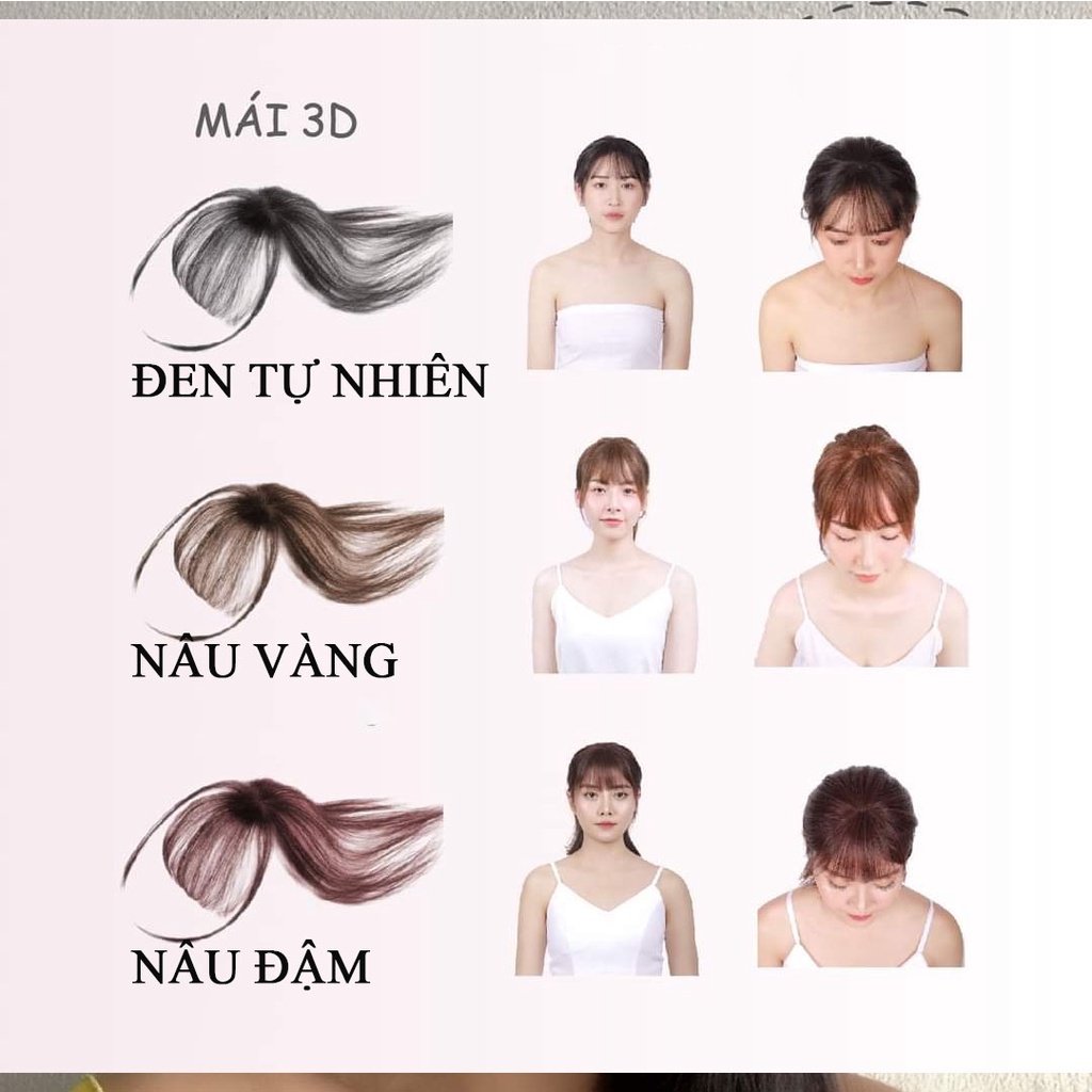 Tóc mái 3D mái thưa làm từ tóc thật tự nhiên