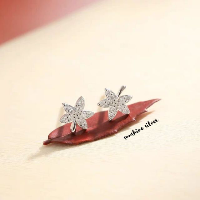 Bông tai bạc 925 Leaf 3 - Sunshine Silver