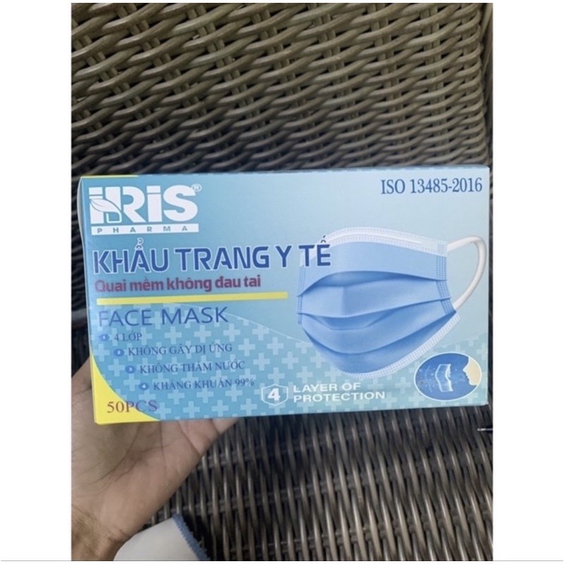 [COMBO_3] KHẨU TRANG IRIS PHARMA 4 lớp KHÔNG ĐAU TAI