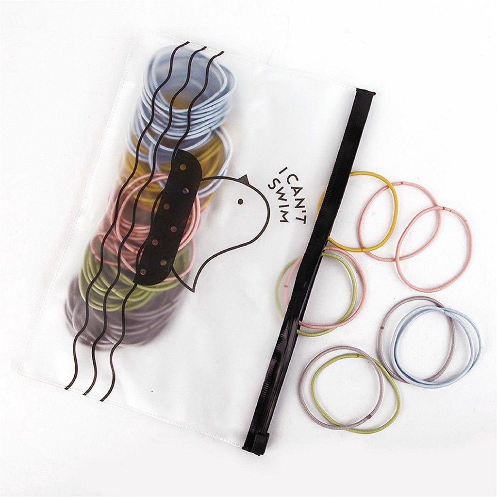Set 100 Dây Buộc Tóc Co Giãn Nhiều Màu Sắc