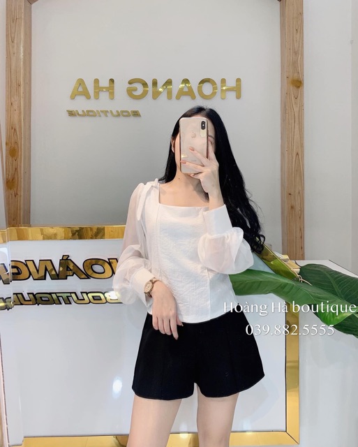 Áo nơ vai tay phối voan(7 màu) | BigBuy360 - bigbuy360.vn