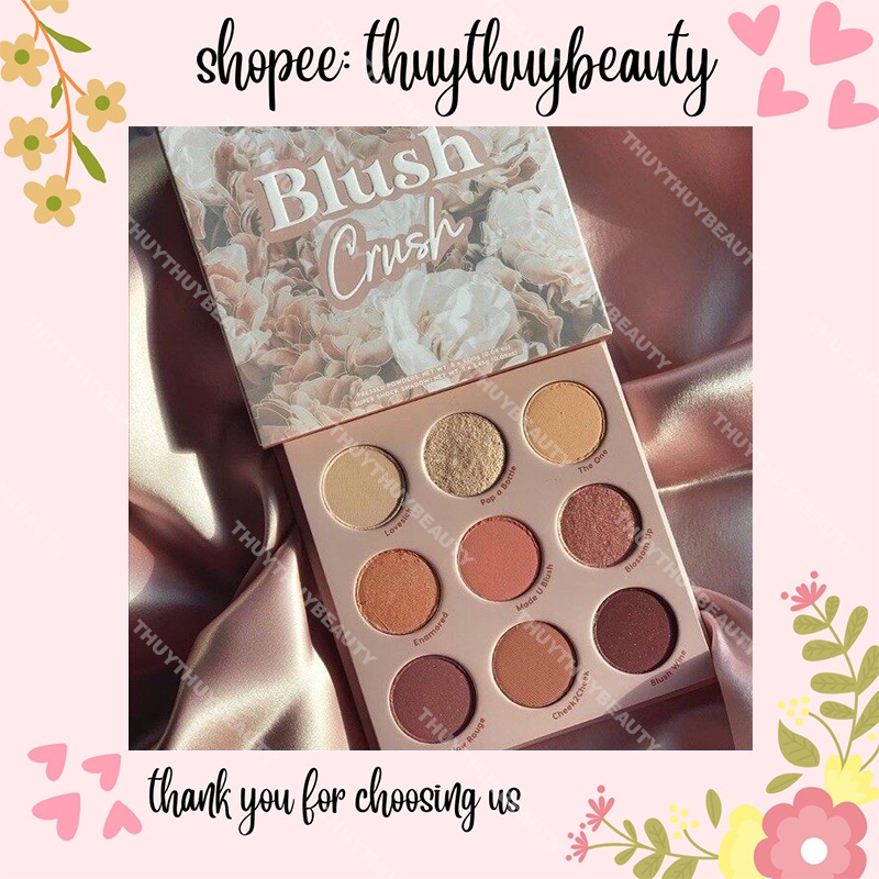 Bảng mắt Blush Crush ưa chuộng tone hồng tím nhũ phù hợp mọi outfit makeup chất phấn mềm mịn lên màu cực rõ bám màu lâu
