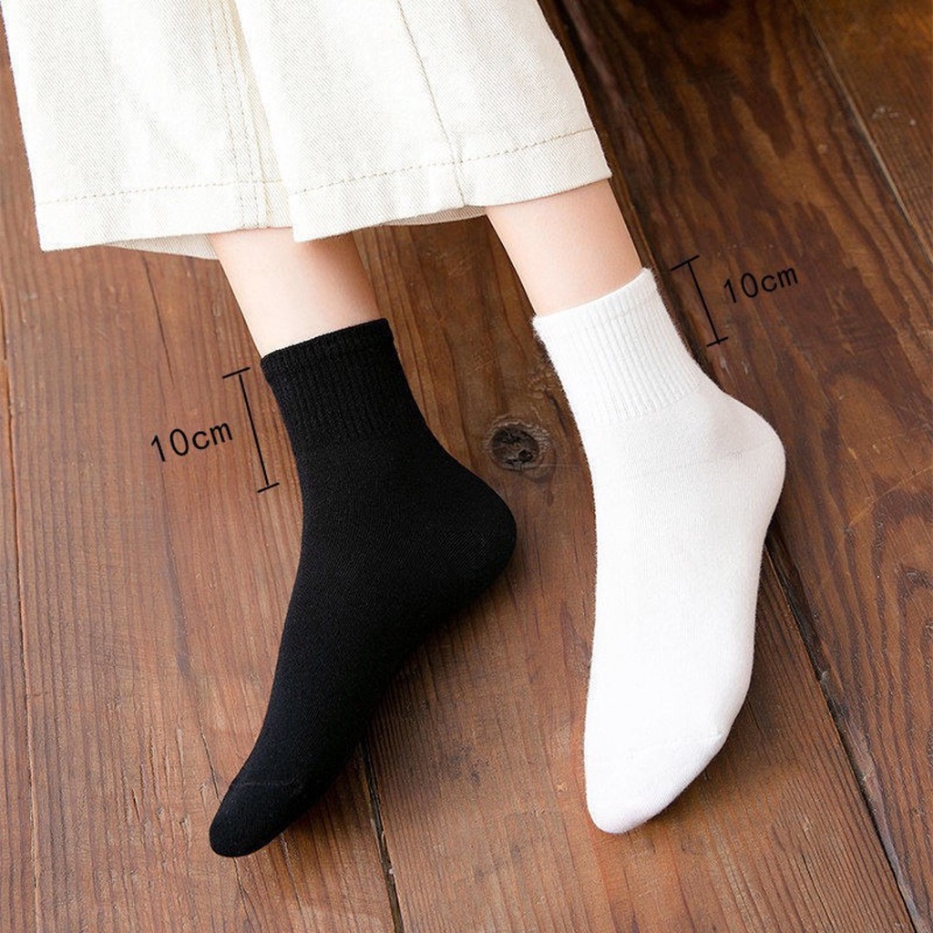 COMBO 2 ĐÔI TẤT Trơn nam nữ trắng đen cổ cao, cổ thấp thời trang BASIC Cao cấp - GIN STORE