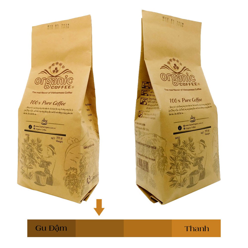 Bột Cà Phê Nguyên Chất Dành Cho Pha Phin Nhẹ Thanh Pha Hằng Ngày  - 250 Gram - Cà Phê Ngon Từ Đà Lạt Organic Coffee