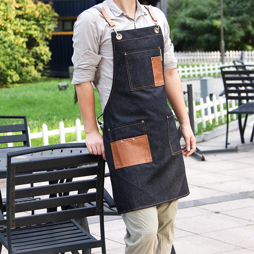 Work Apron Canvas Bar Cooking Unisex Bib Pockets Woodworking Sleeveless Barbecue Grilling Gardening Art Working Aprons
